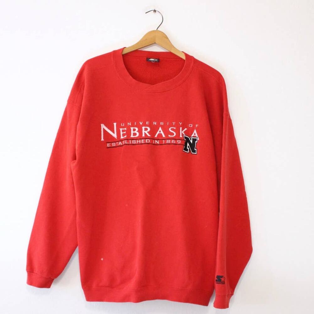 Vintage 90s Nebraska Cornhuskers Huskers Red Sweatshirt Mens XL NCAA